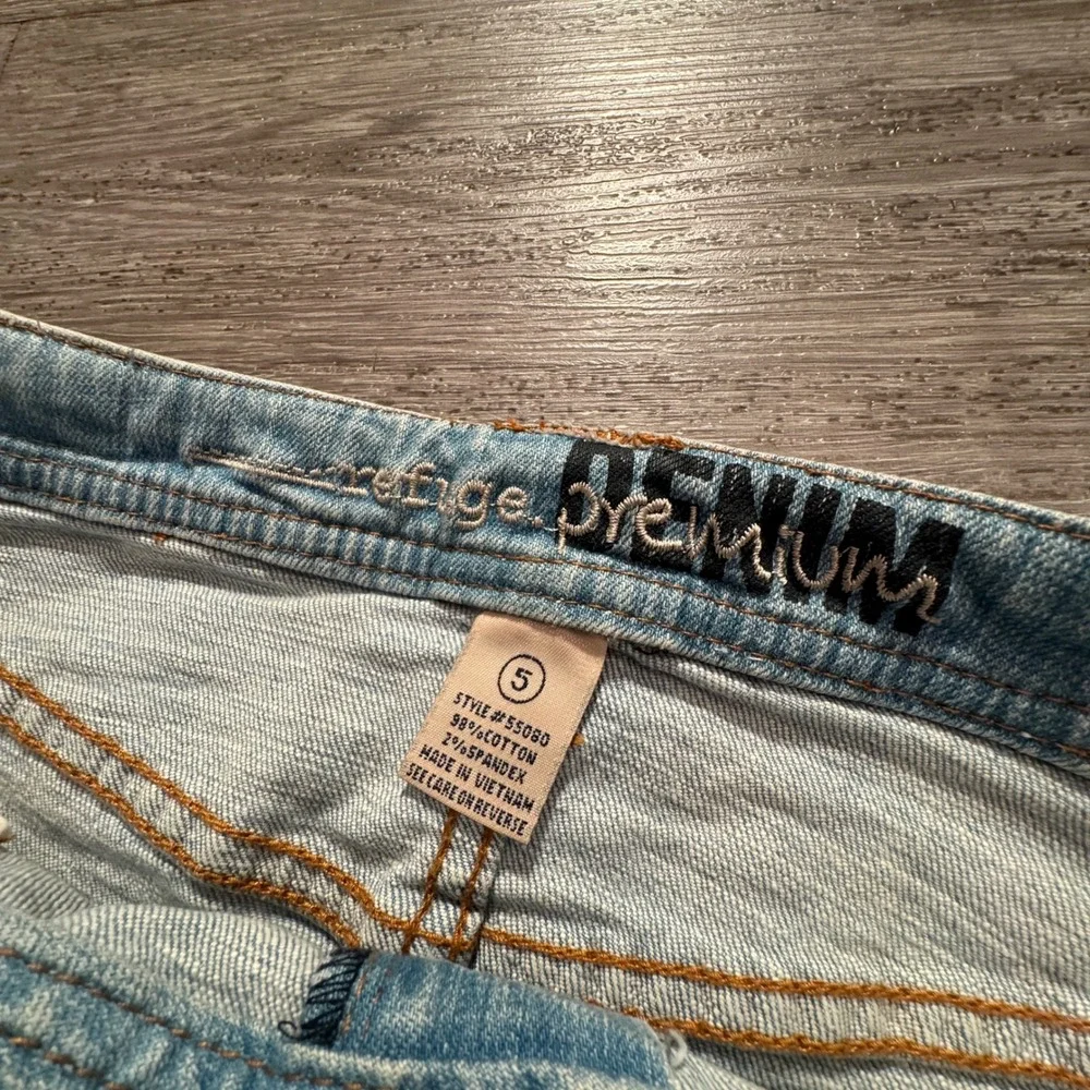 Refuge Denim Skirt Women 5 Blue Denim Cotton Distressed Raw Hem Summer Y2K Boho